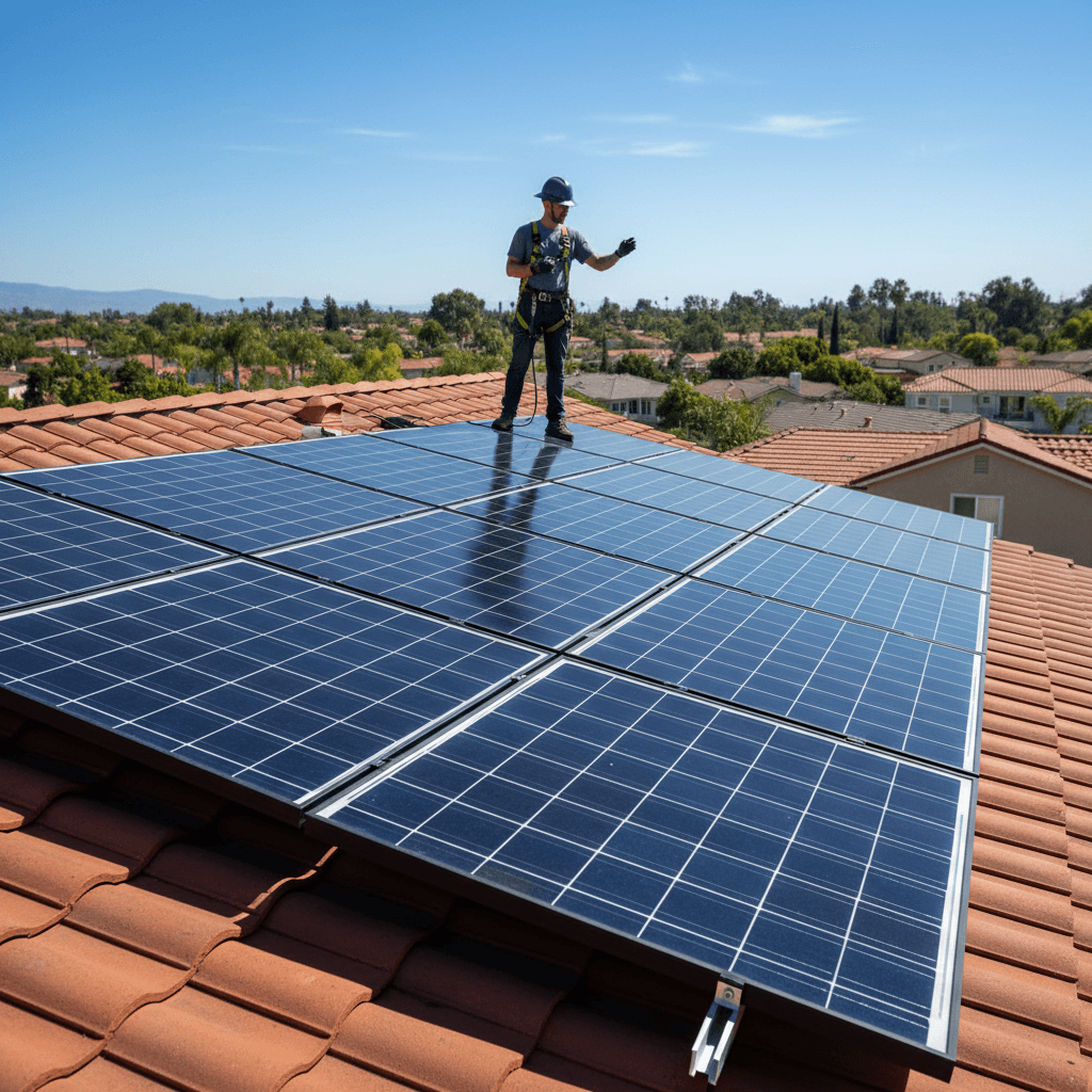 Solar panels installed on a residential rooftop