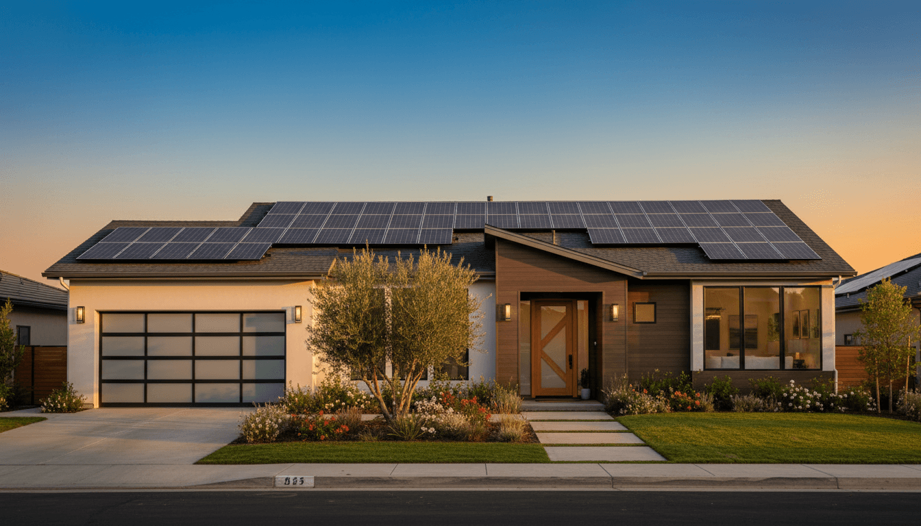Modern home with professional solar panel installation in California