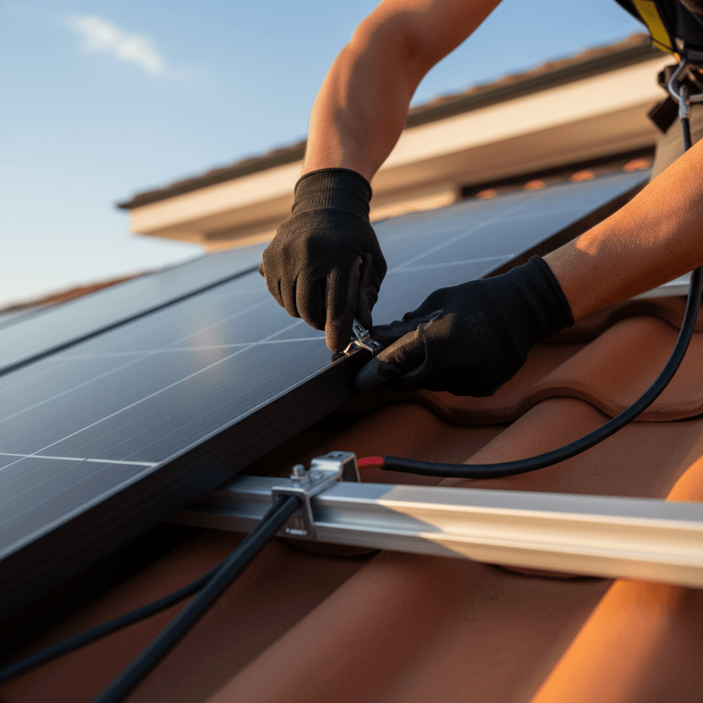 Solar panel installation on California home